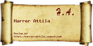 Harrer Attila névjegykártya